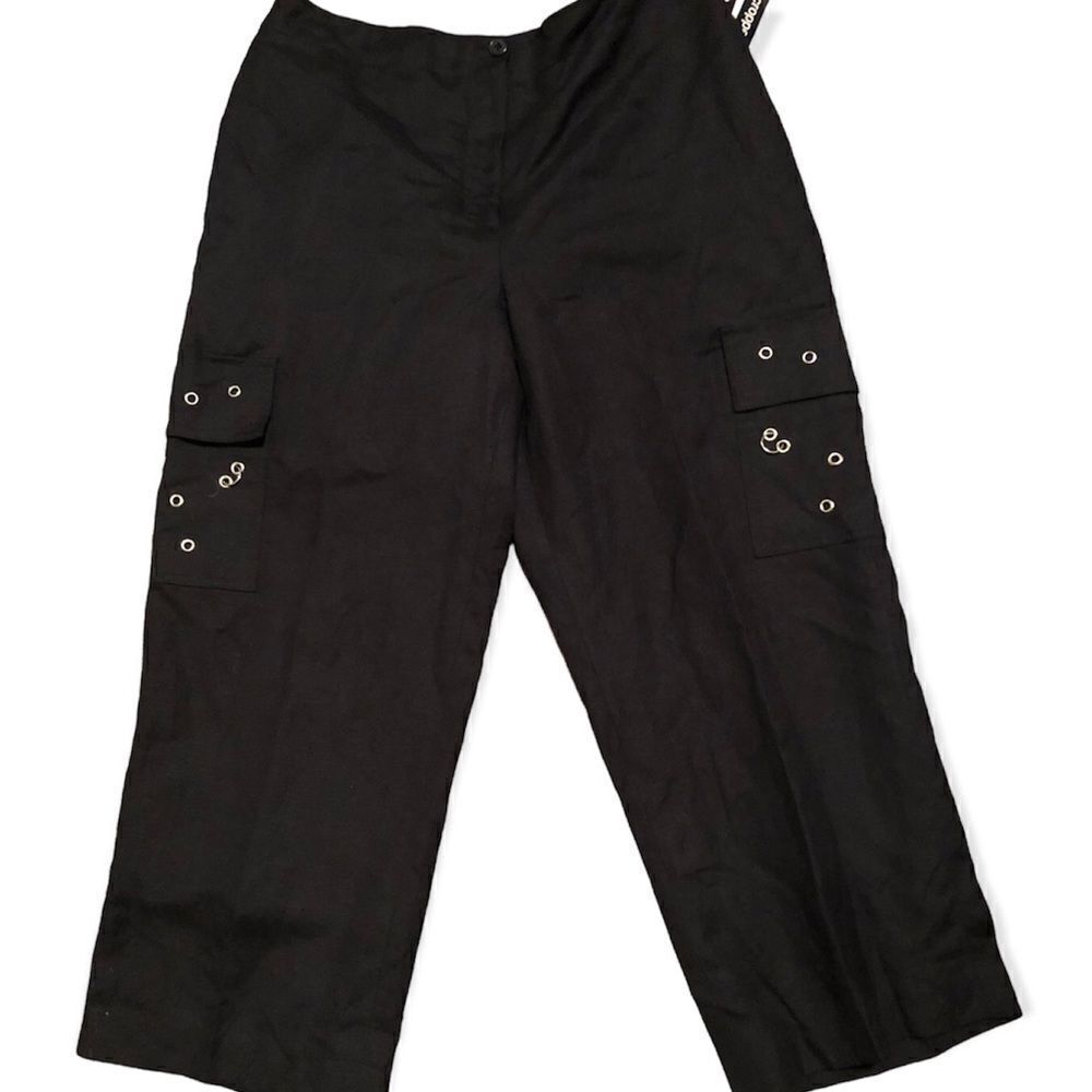 Larry Levine black cropped Linen pants size 10P